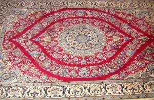 Medium Persian Tabriz Rug - Signed - Red, Blue & Cream