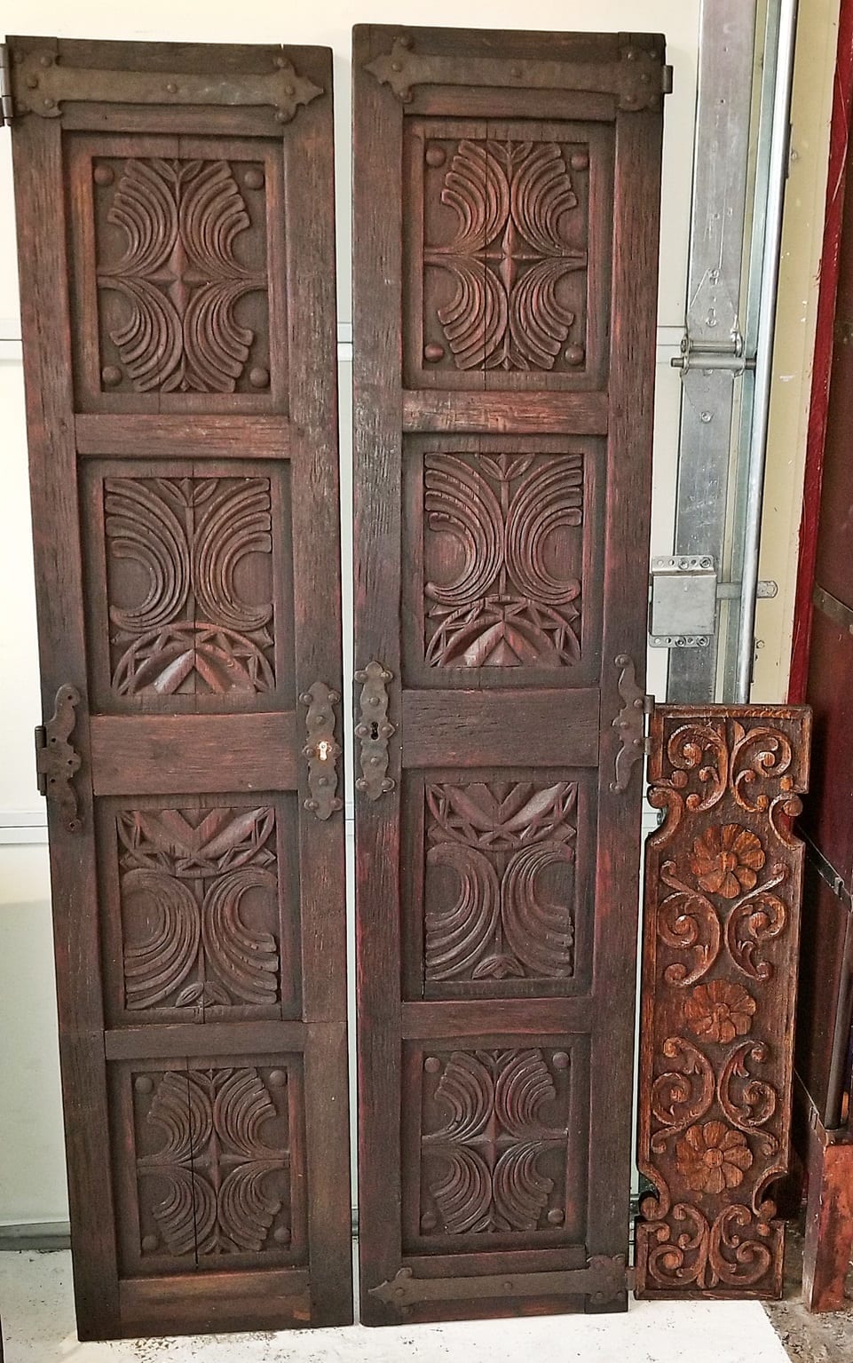 Pair Of 17c English Oak Cabinet Doors Rockwell Antiques Dallas
