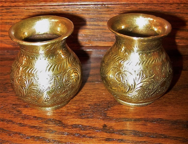 20C Pair of Brass Middle Eastern Pots