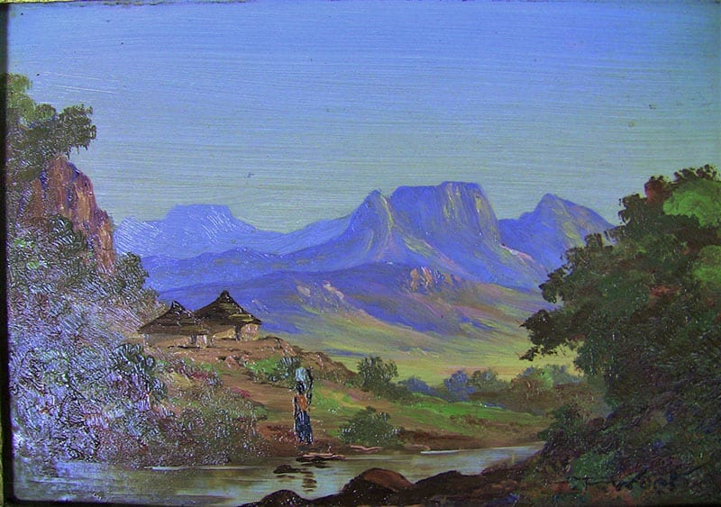 South African Oil on Board - Percy Wort - Bergville, Natal Scene 2