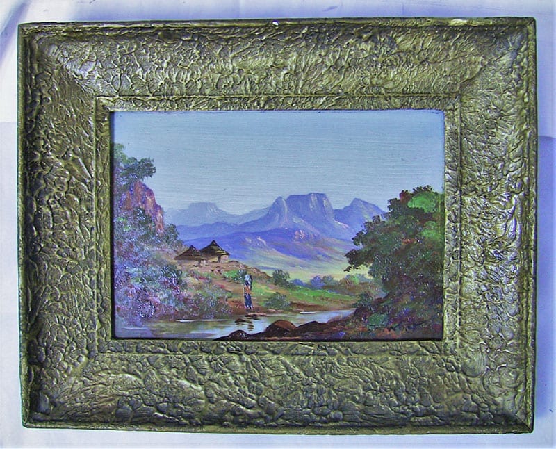 South African Oil on Board - Percy Wort - Bergville, Natal Scene