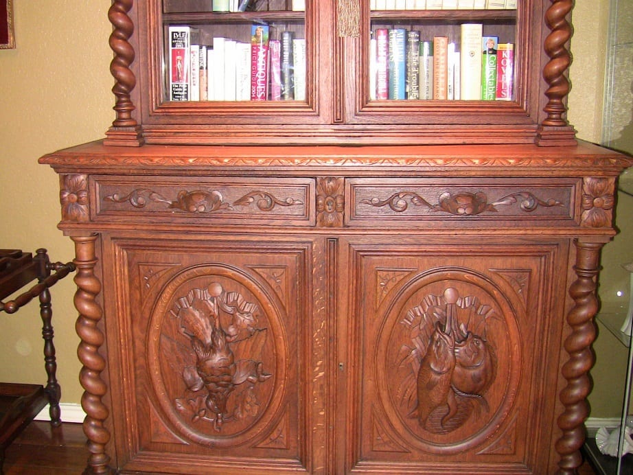 19C French Provincial Oak Hunt Bookcase