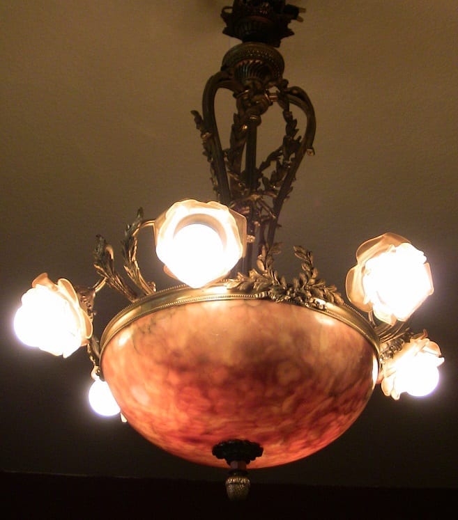 19C Large French Ormolu and Alabaster Chandelier