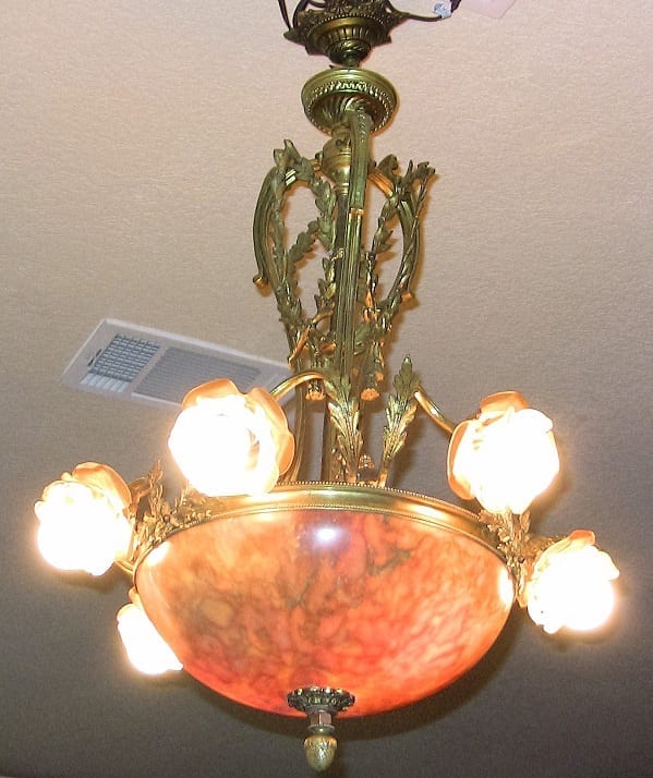 19C Large French Ormolu and Alabaster Chandelier