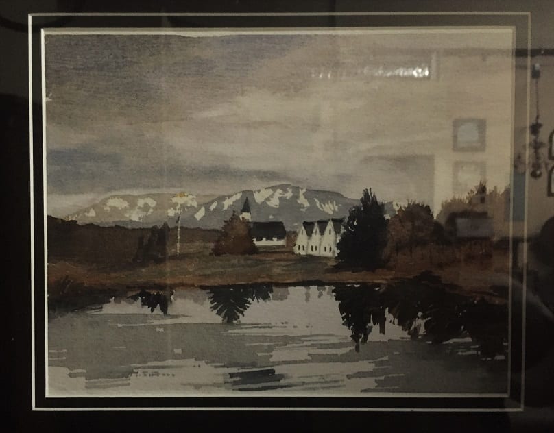 20C Irish Watercolor - Lake Winter Scene - M.McLoughlin