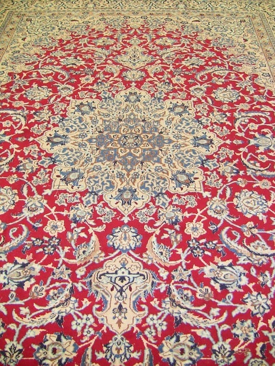 Large Persian Tabriz Area Rug - Red, Blue & Cream (2)