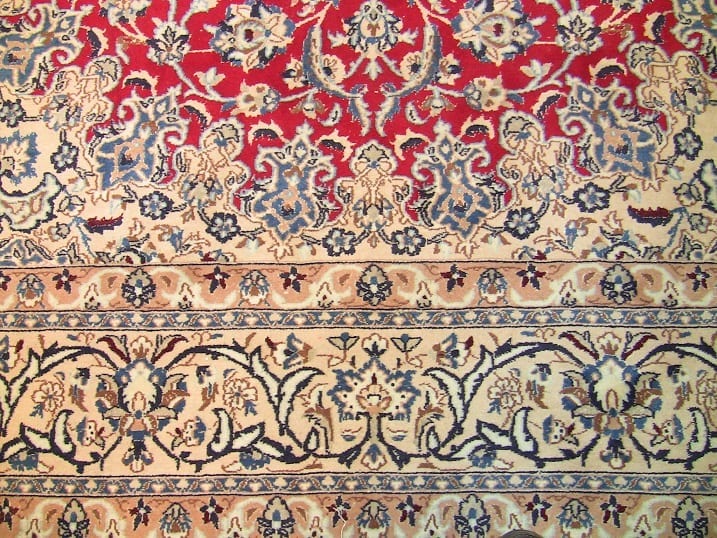 Large Persian Tabriz Area Rug - Red, Blue & Cream