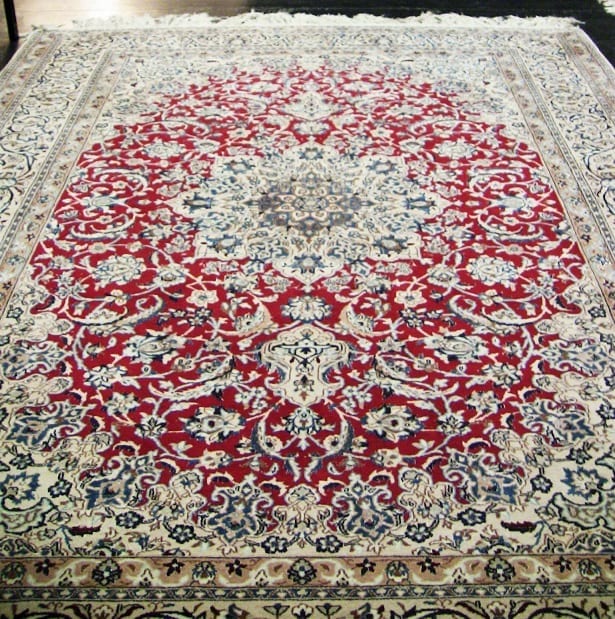Large Persian Tabriz Area Rug - Red, Cream & Blue