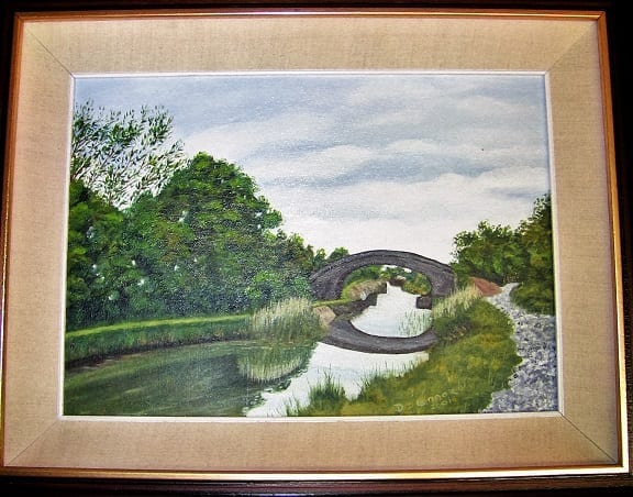 Irish Oil on Board of Bridge at Rathmore, Edenderry, Co. Offaly by Doris O'Connor
