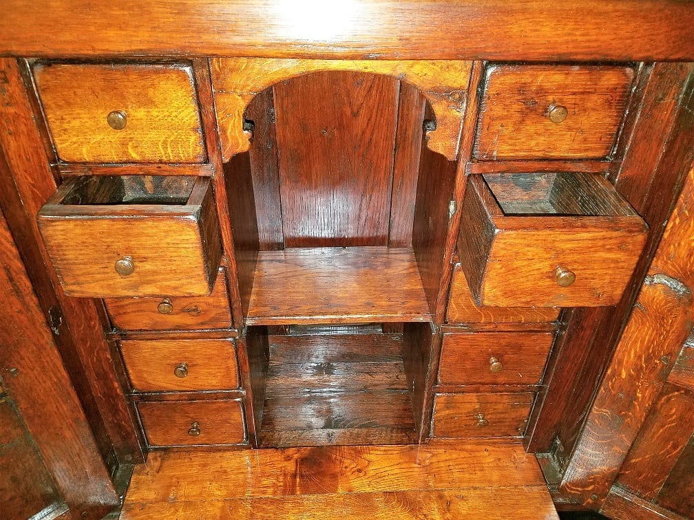 16C Carved Spanish Oak Writing Desk and Cabinet