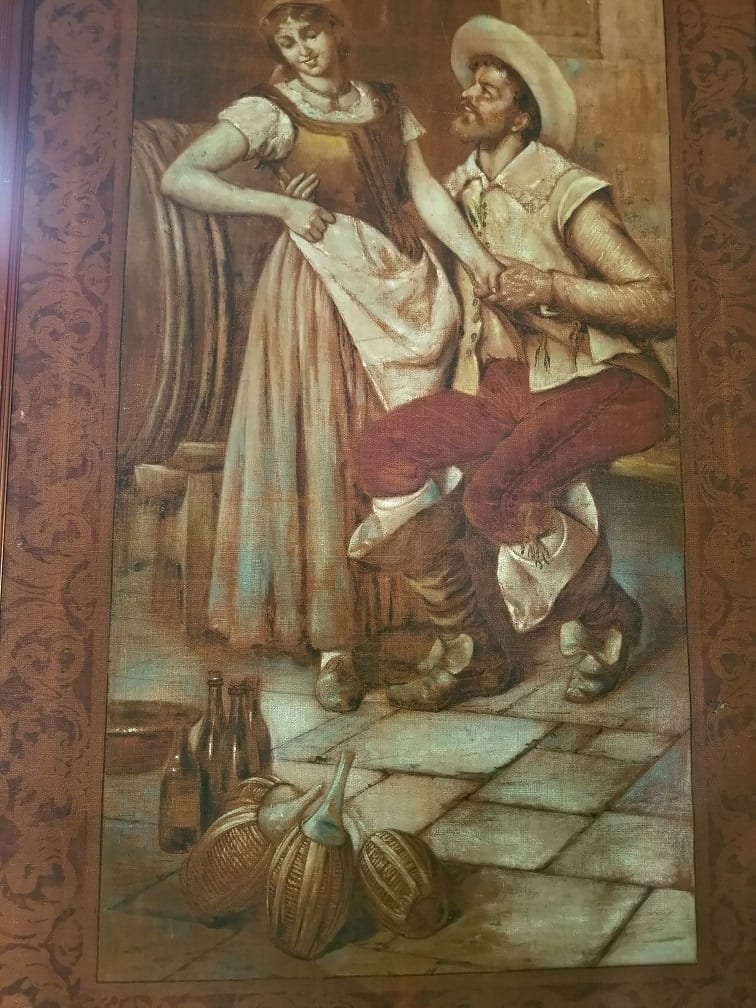 Pair of Monumental Regency Framed Italian 18C Painted Tapestries