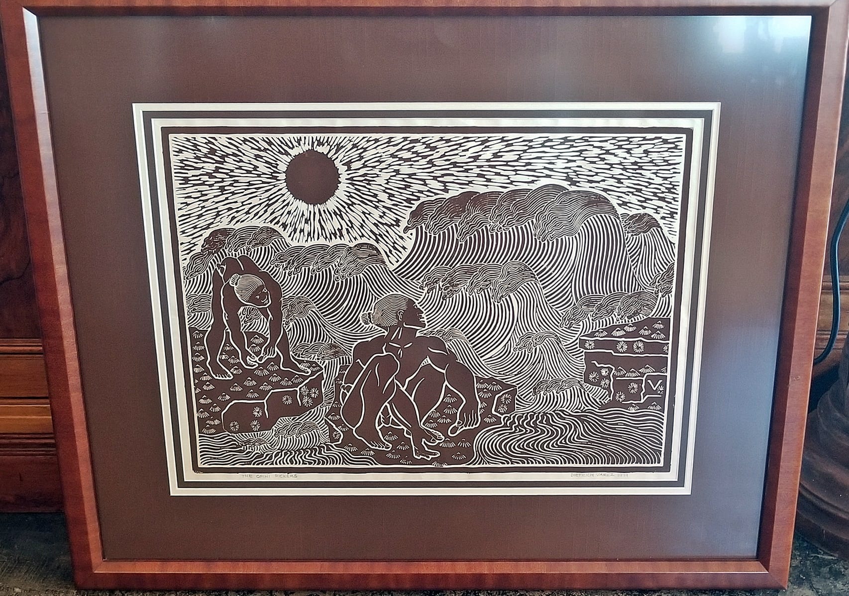 1979 Large Hawaiian Wood Block Print by Dietrich Varez Rockwell