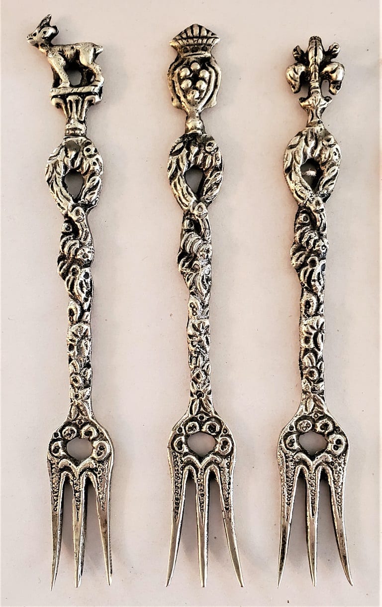 Set of 12 Silver Plated Italian Masonic Forks and Spoons Rockwell