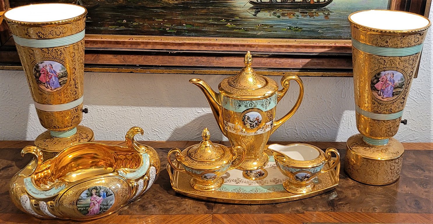 Le Mieux 7 Piece 24kt Gold Porcelain Set Rockwell Antiques Dallas